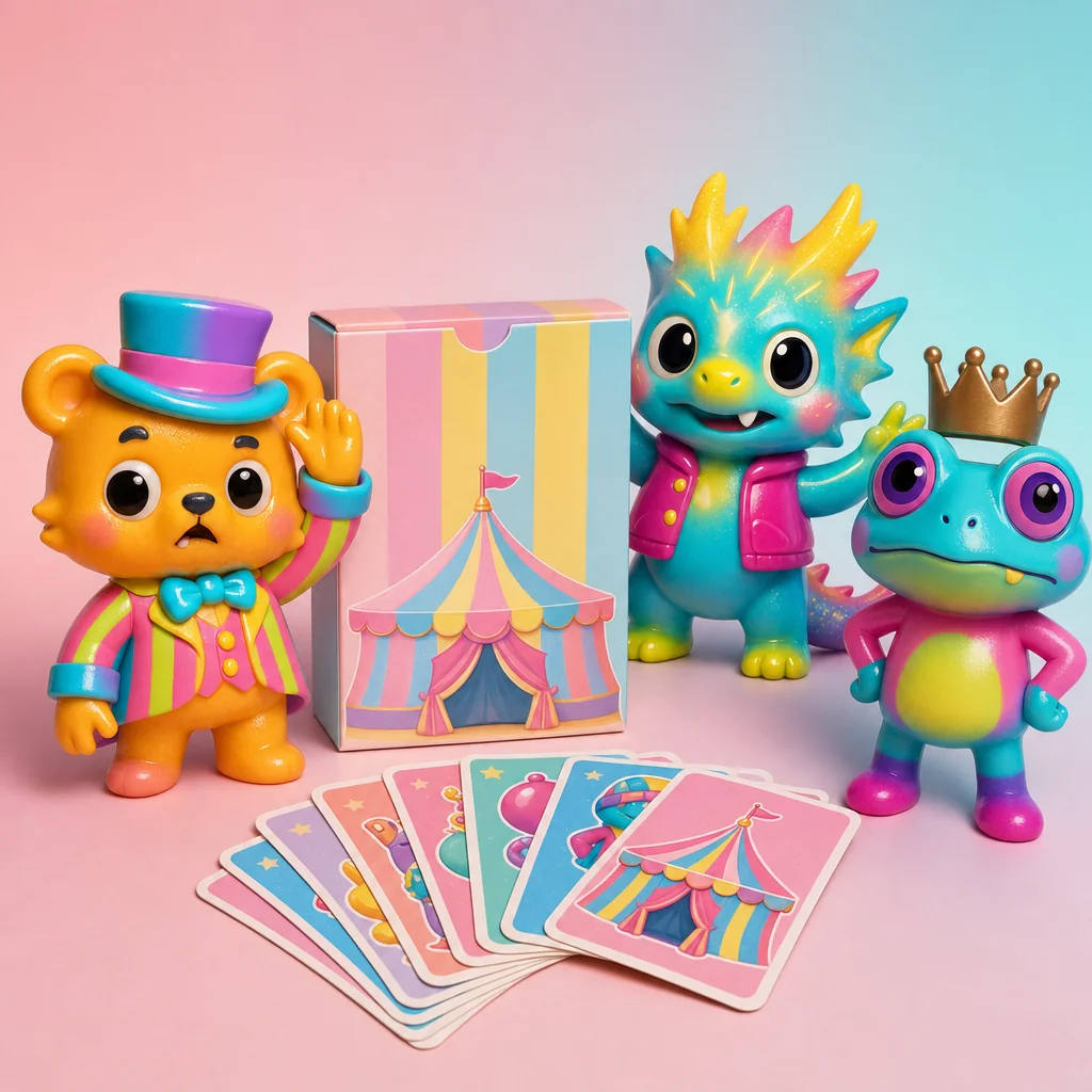 The Zirkuzia deck and tuck box with three Zirkies